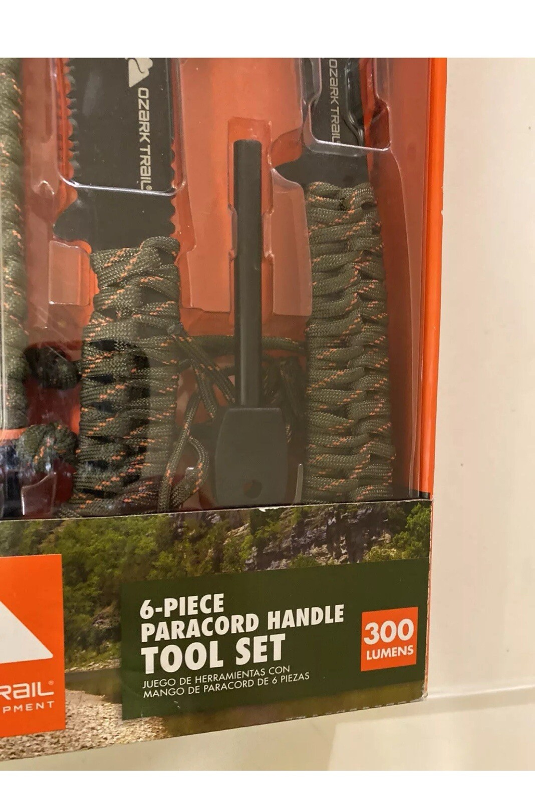 Ozark Trail 6 pc Paracord Handle Outdoor Camping Knife Hatchet Flashlight