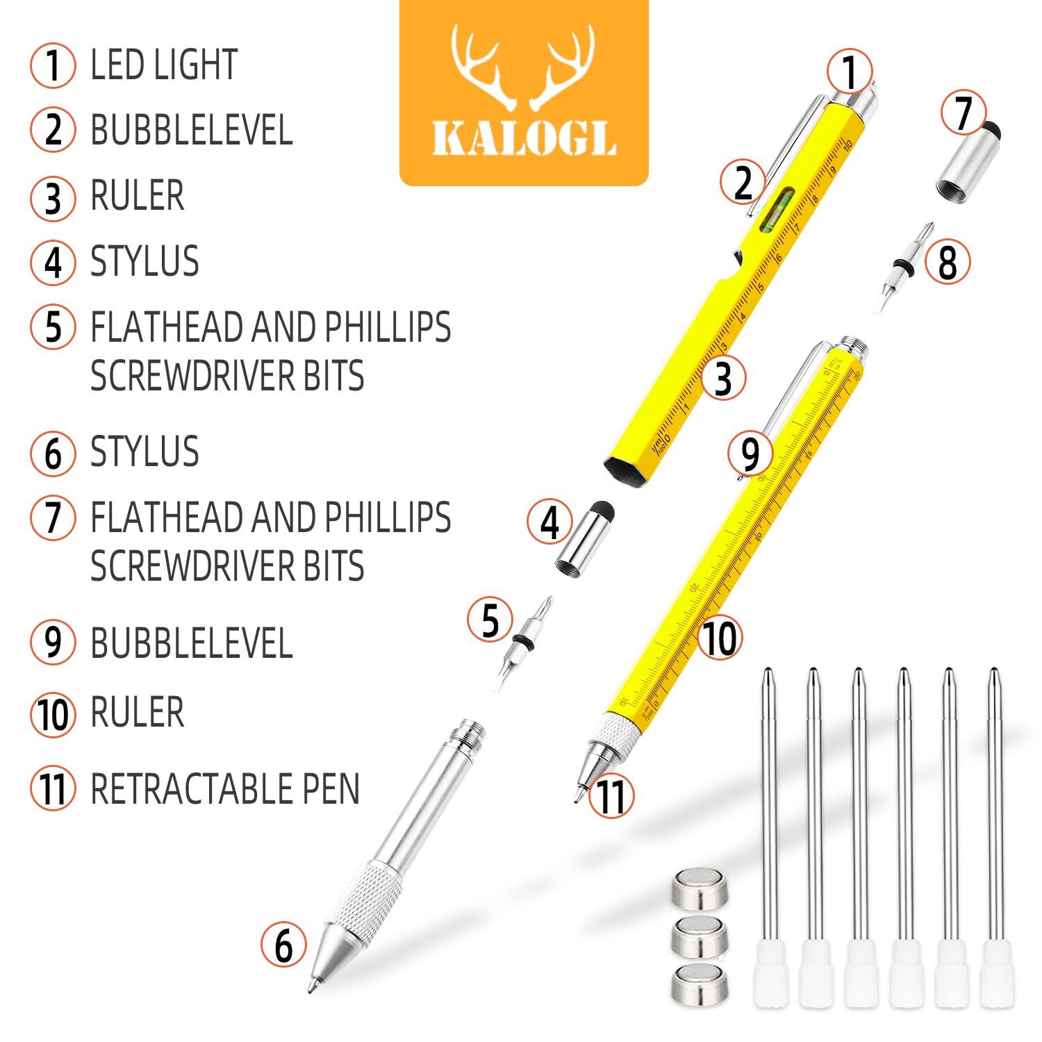 Gifts For Dad Men Him2 Pack Multitool Penmultitool Pen With stylus Ballpoint Pe