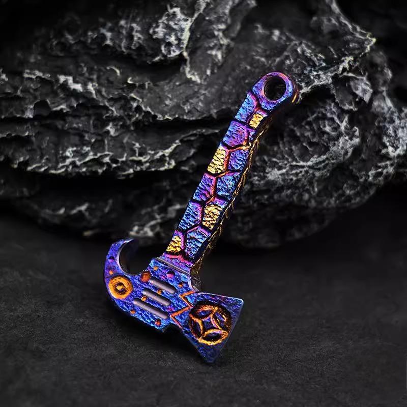 Handmade Titanium Keychain Necklace Pendant Pry Bar Crowbar Bottle Opener EDC