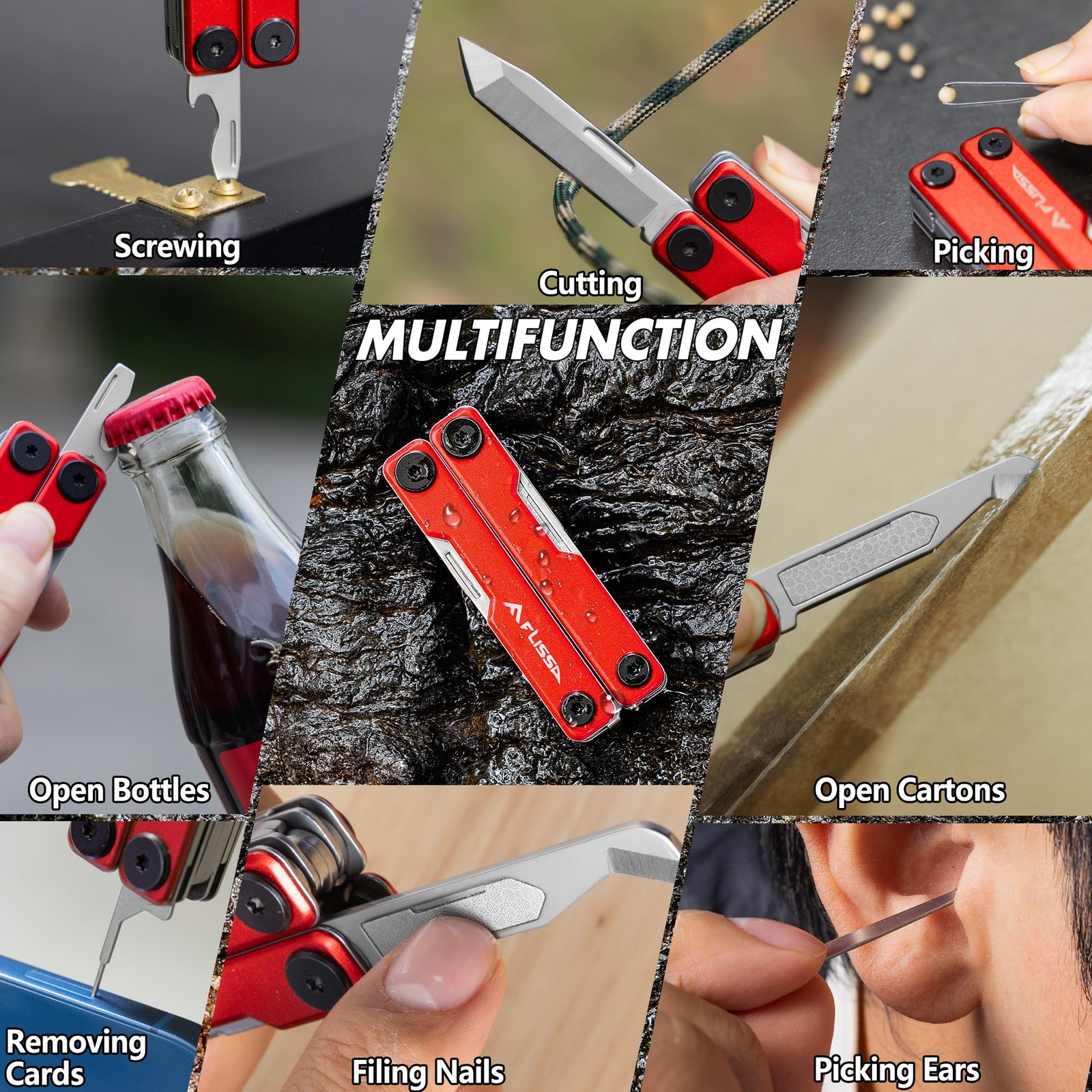 Multitool Scissors, 11-in-1 Multi Tool Pocket Knife, Stainless Steel Mini Mul…