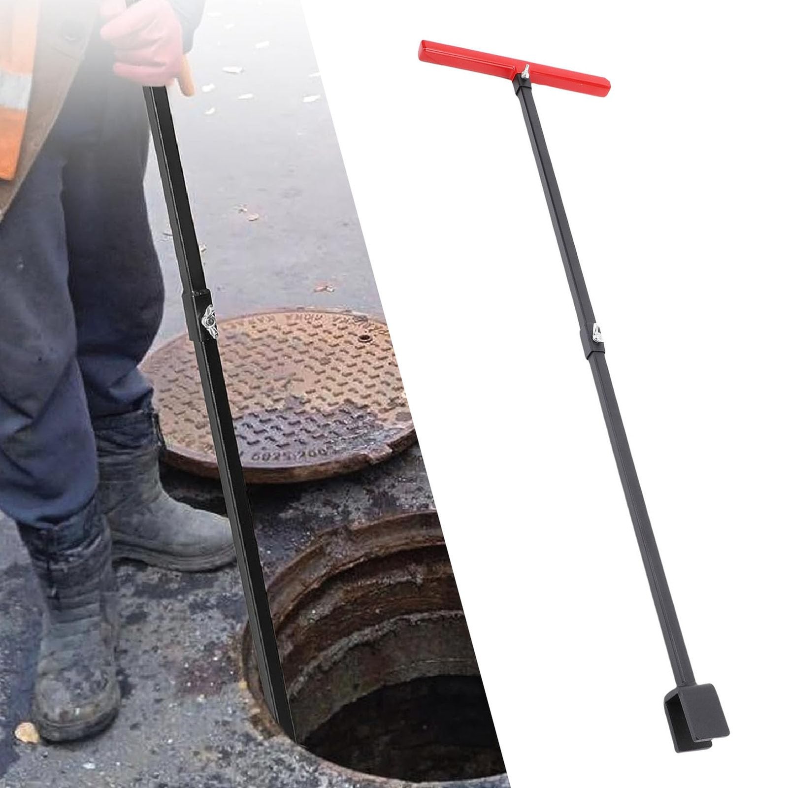 Carbon Steel Water Meter Key T Handle 4 Way Sillcock Wrench Shut Off Tool