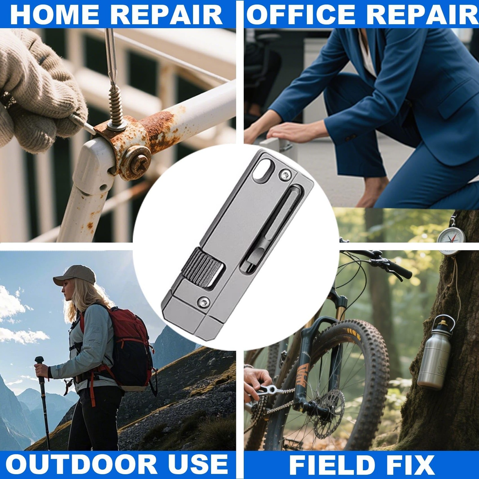 Titanium Keychain Wrench – Mini EDC Adjustable Spanner with Screwdriver, Pock…