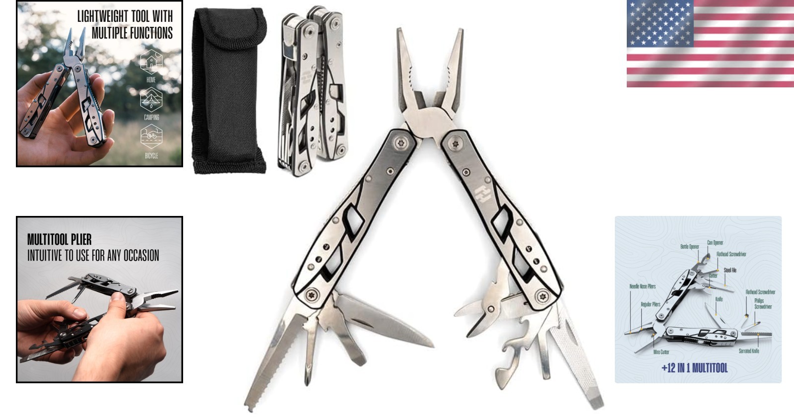 Multitool Plier – 12 In 1 Multi Tool Multi-color Stainless Steel
