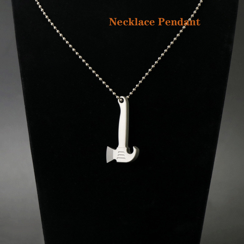 Mini Titanium Alloy Pendant Pry Bar Crowbar Bottle Opener Necklace EDC Keychain