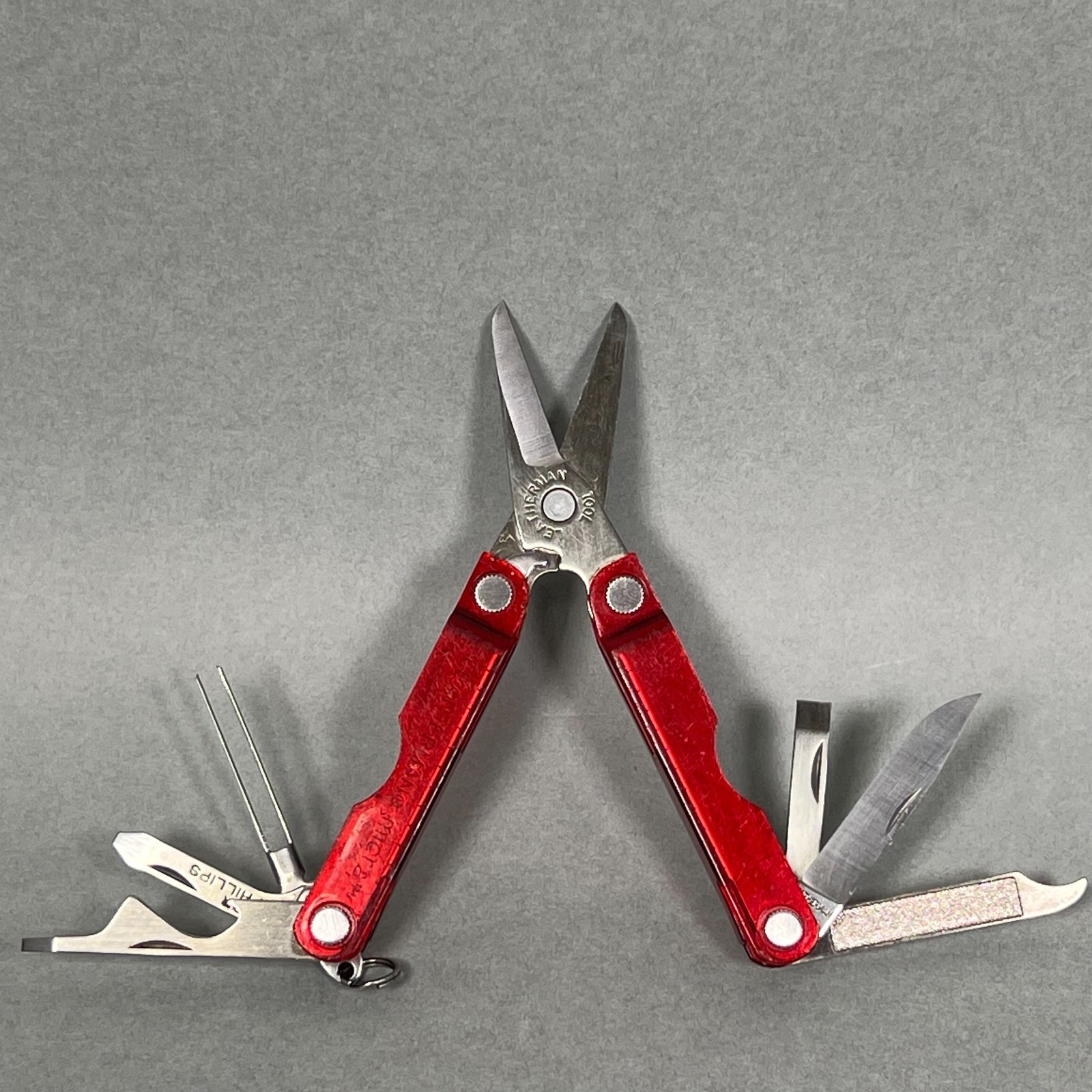 RARE Leatherman Micra Translucent Red Polycarbonate Keychain Multi-Tool USA