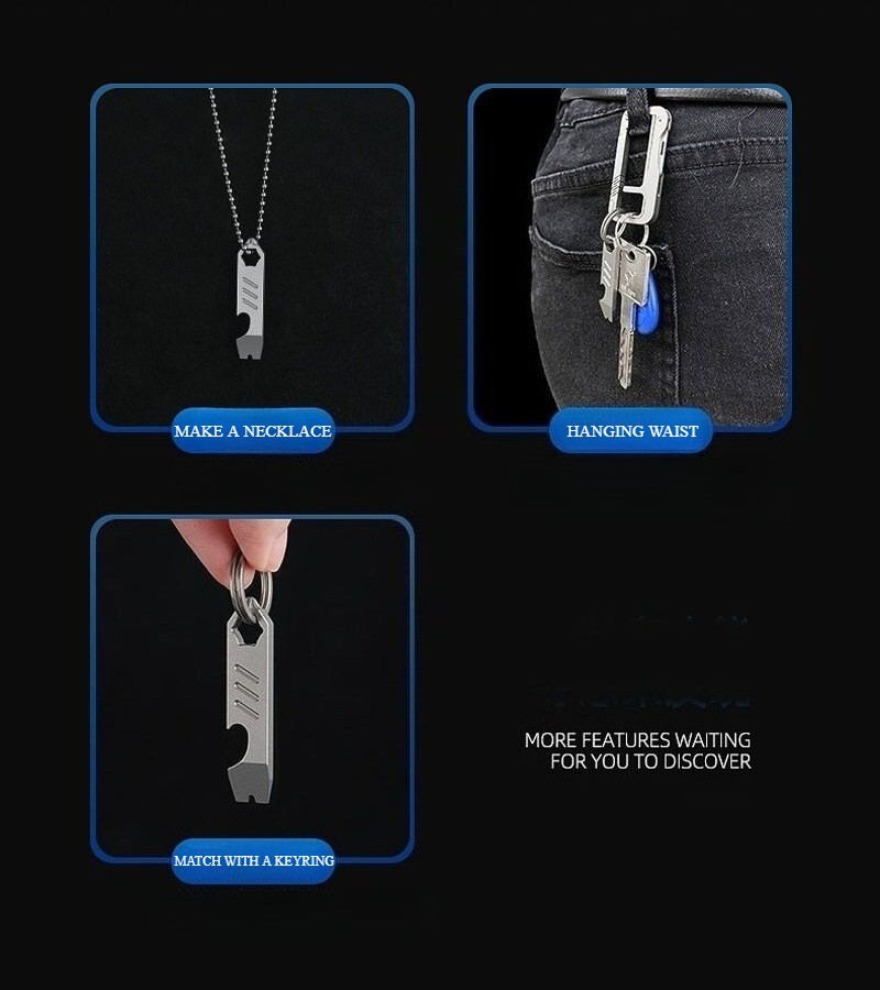 Mini Titanium Keychain Multi Tools Pry Bar Crowbar Opener Outdoor Pocket EDC