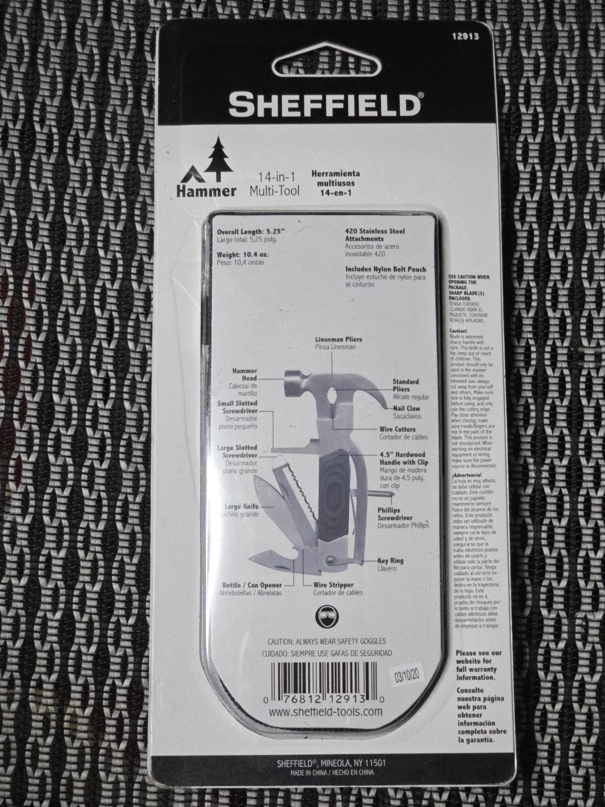Sheffield The Hammer 14 In 1 Multi Tool Stainless Steel In Excellent Condition