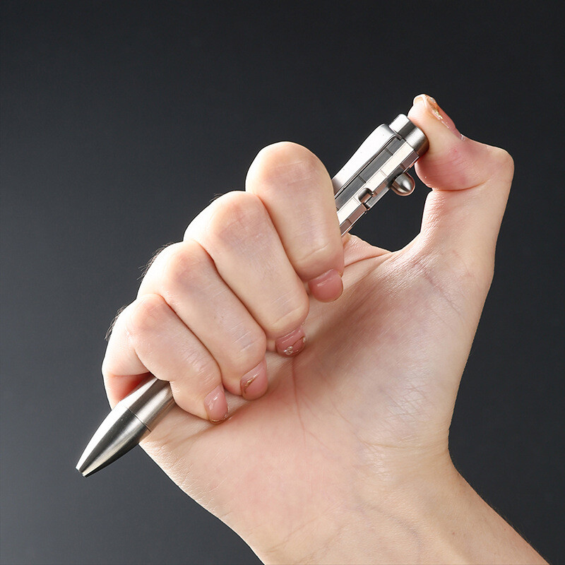 Titan Alloy Pen 4.92″ Ballpoint Pen with Pocket Clip Refillable Compact Size