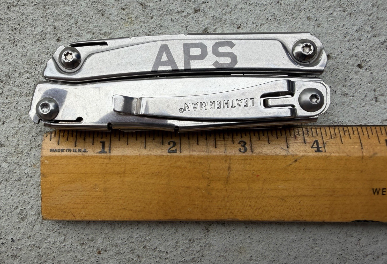 LEATHERMAN REV ADVERTISING “MSH” “APS” MULTI TOOL W/POCKET CLIP, EXCELLENT