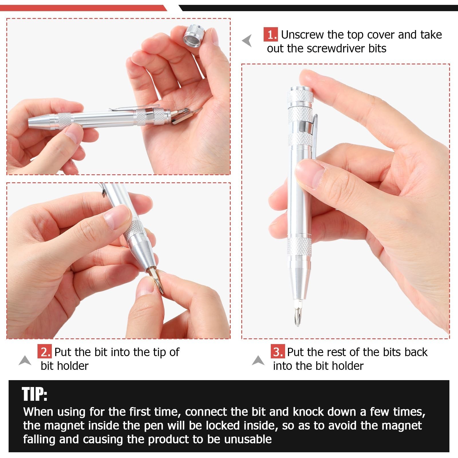 8-in-1 Magnetic Pocket Screwdriver Set, Multi-Tool for Mini Gadgets, Dad Gifts