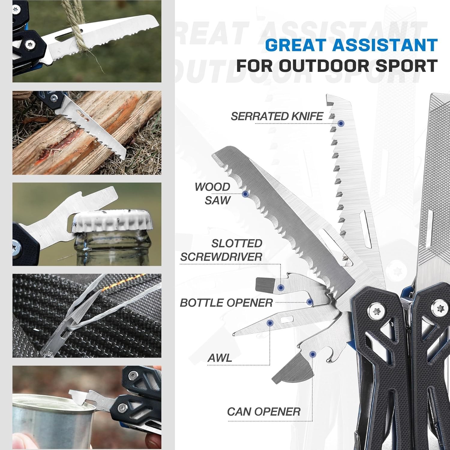 21-in-1 Stainless Steel Multitool with G10 Handle & Sheath – Perfect for Outd…