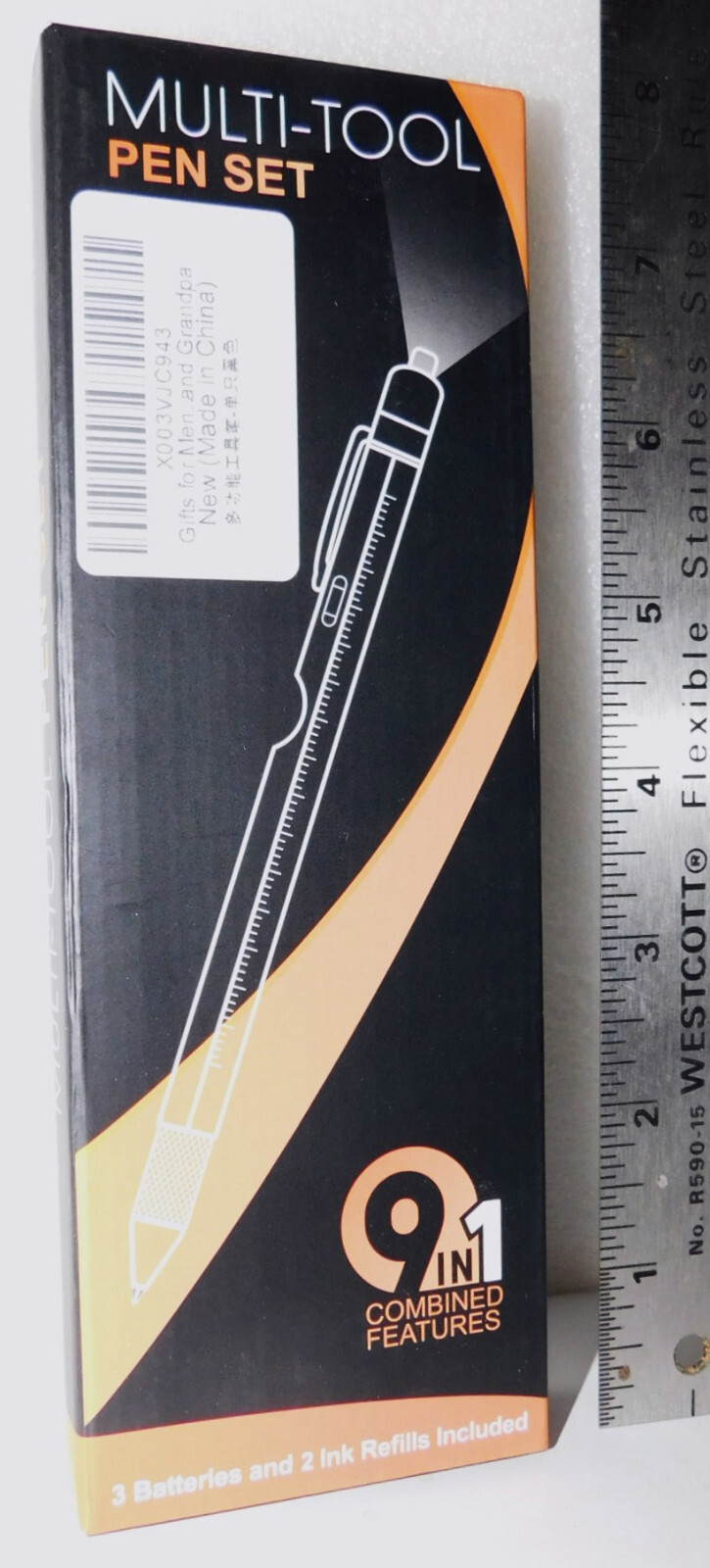 NEW Multi Tool Pen 9 in 1 LED Light Screwdriver Stylus Ruler Bottle Opener