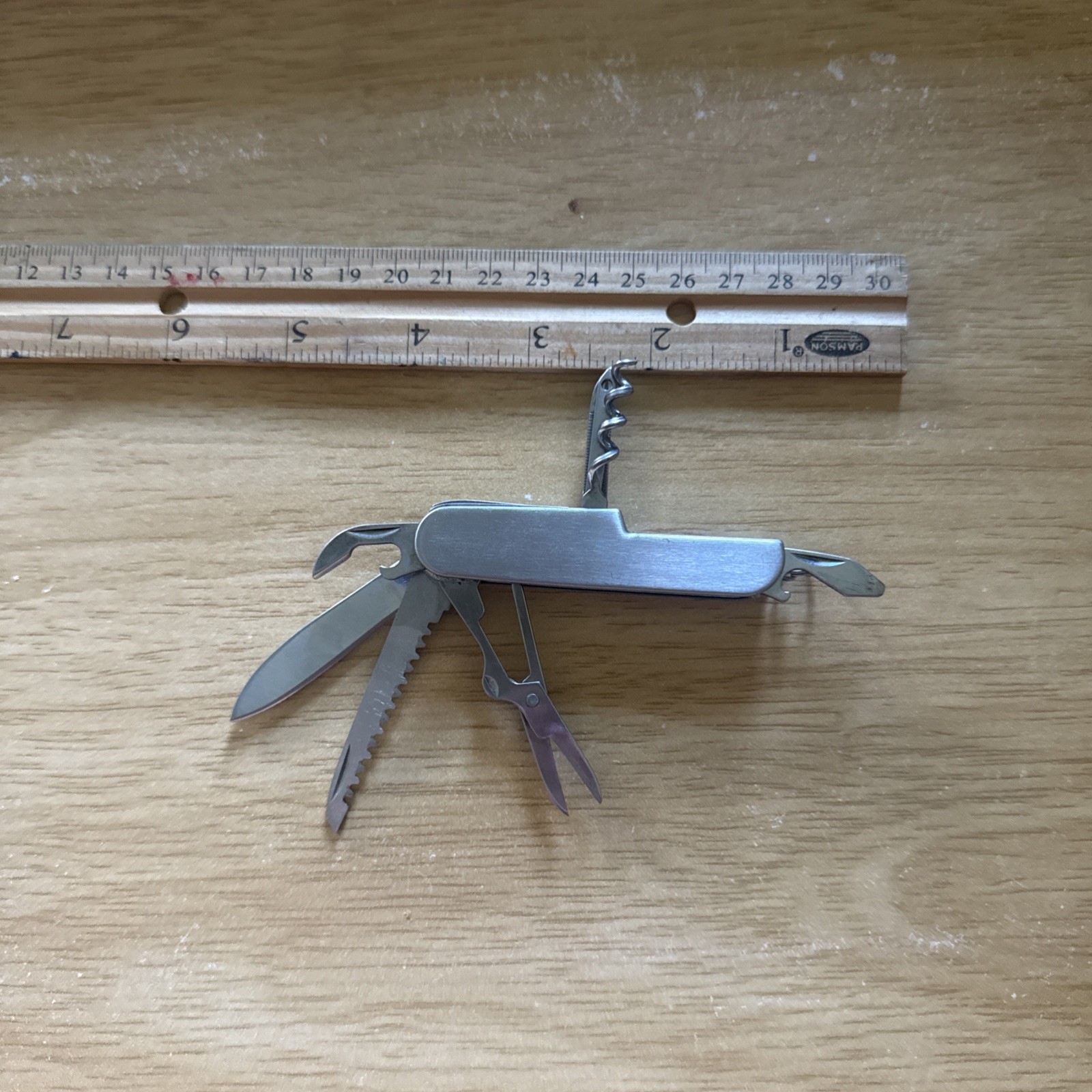 Multi-Purpose, Chrome, Multi-Tool Pocket Knife Saw Corkscrew File & More