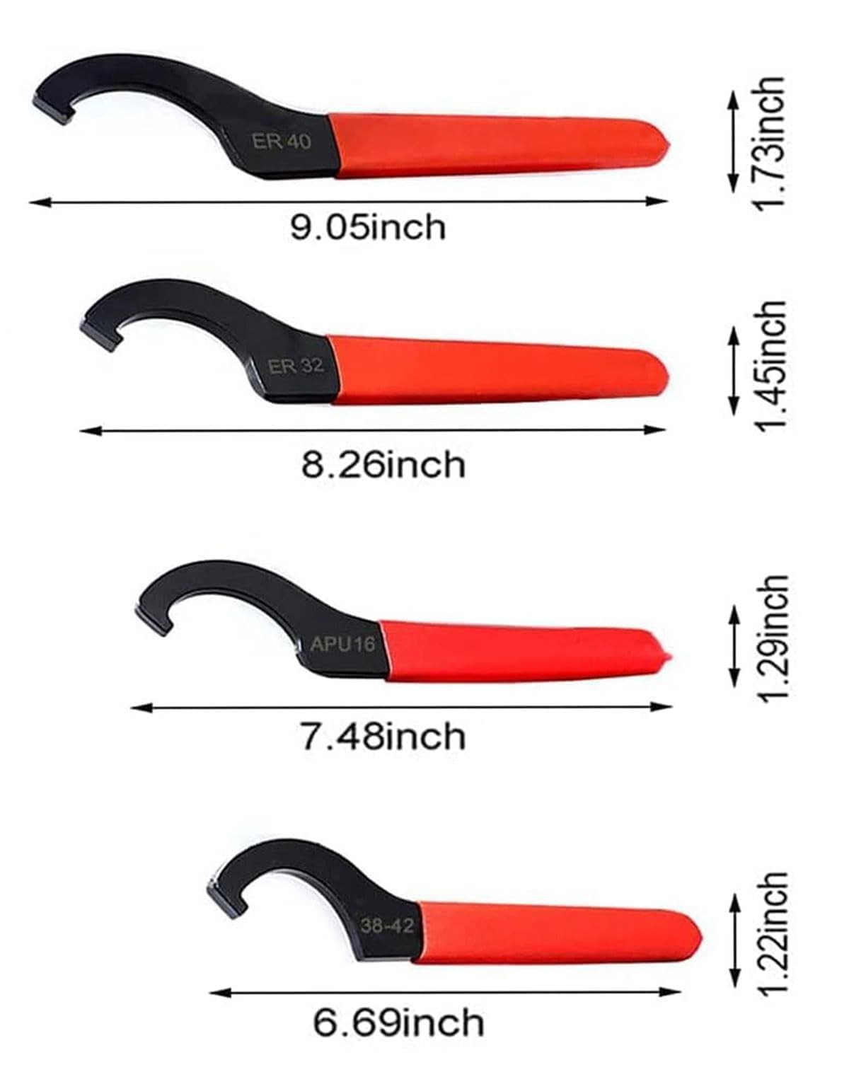 4 Piece Adjustable Hook Wrench, C Hook Wrench Collet Chuck, with Ro…