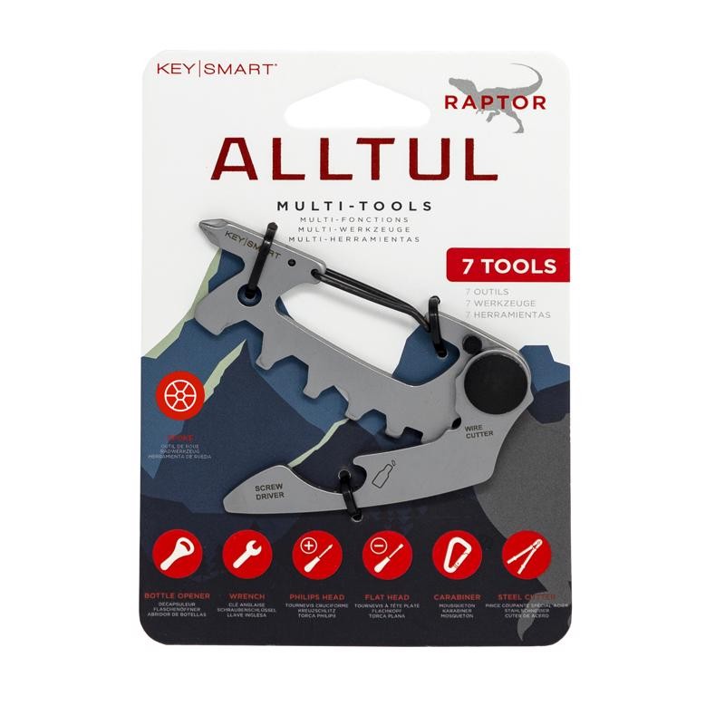 KeySmart AllTul Raptor Multi-Tool Key Stainless Steel Silver Carded