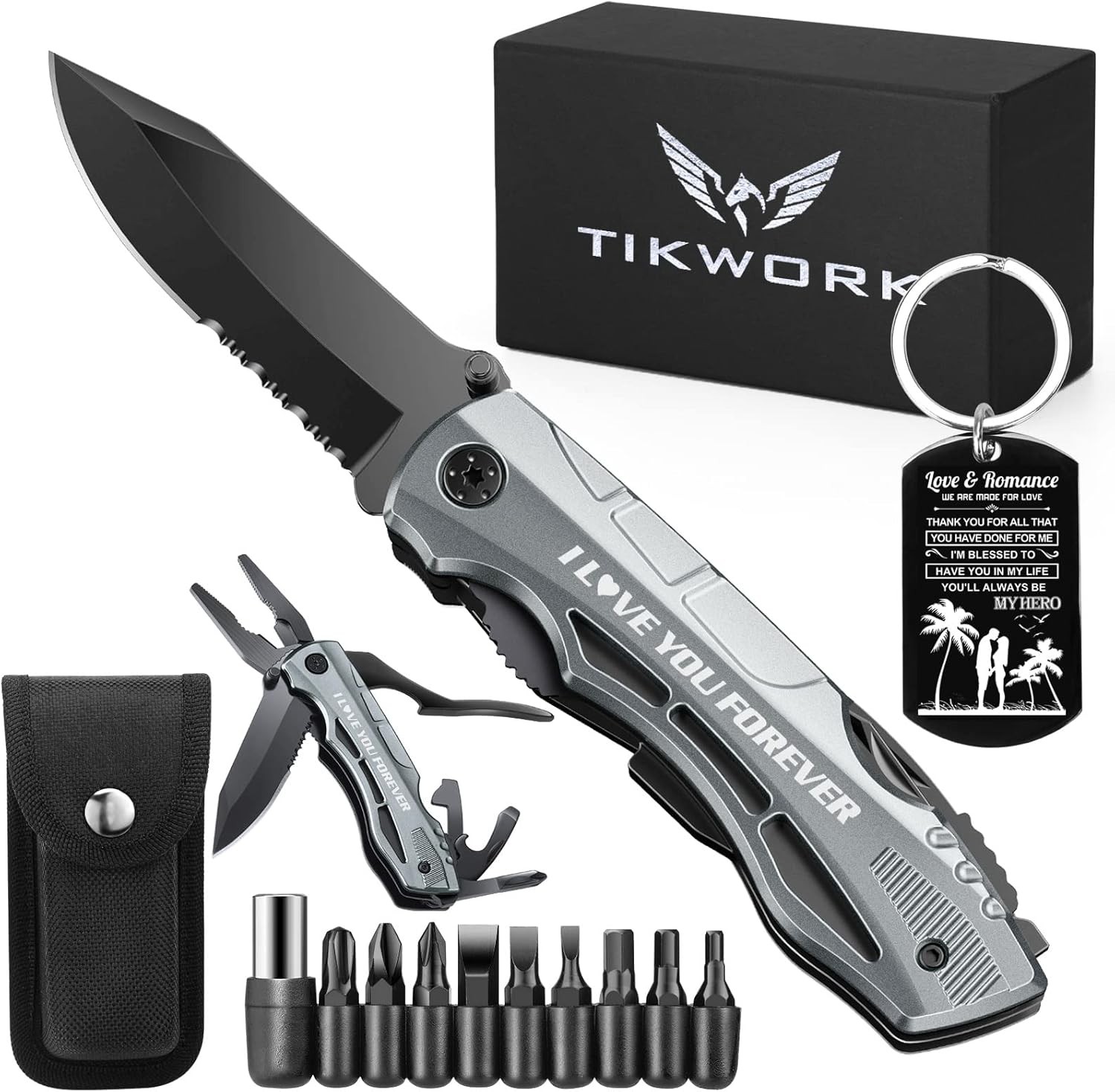 Gifts for Him Boyfriend Husband,Multitool Pocket Knife “I LOVE YOU”,Christmas Va
