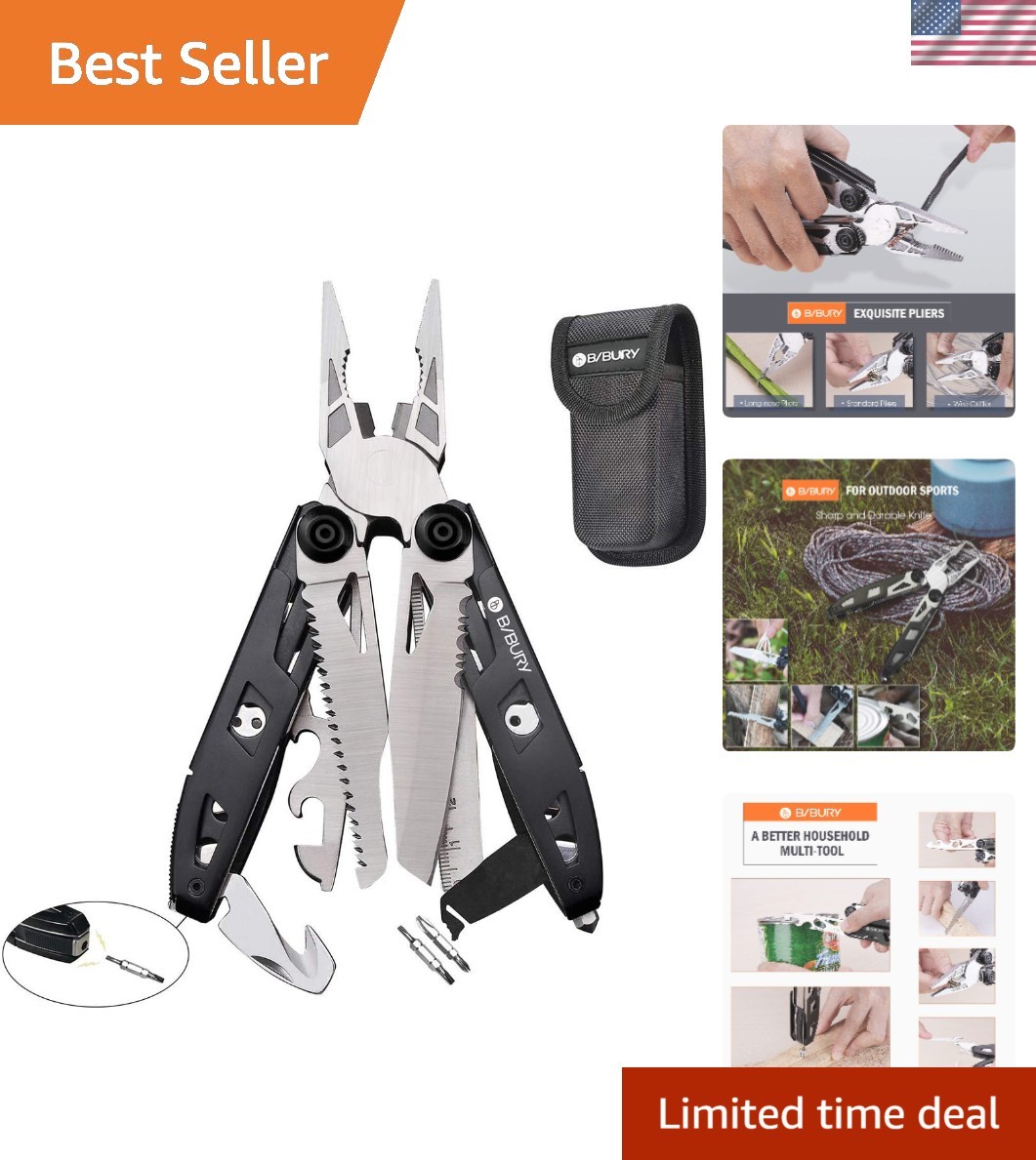 Versatile 18-in-1 Multitool with Safety Hammer – Perfect for Camping & Repairs