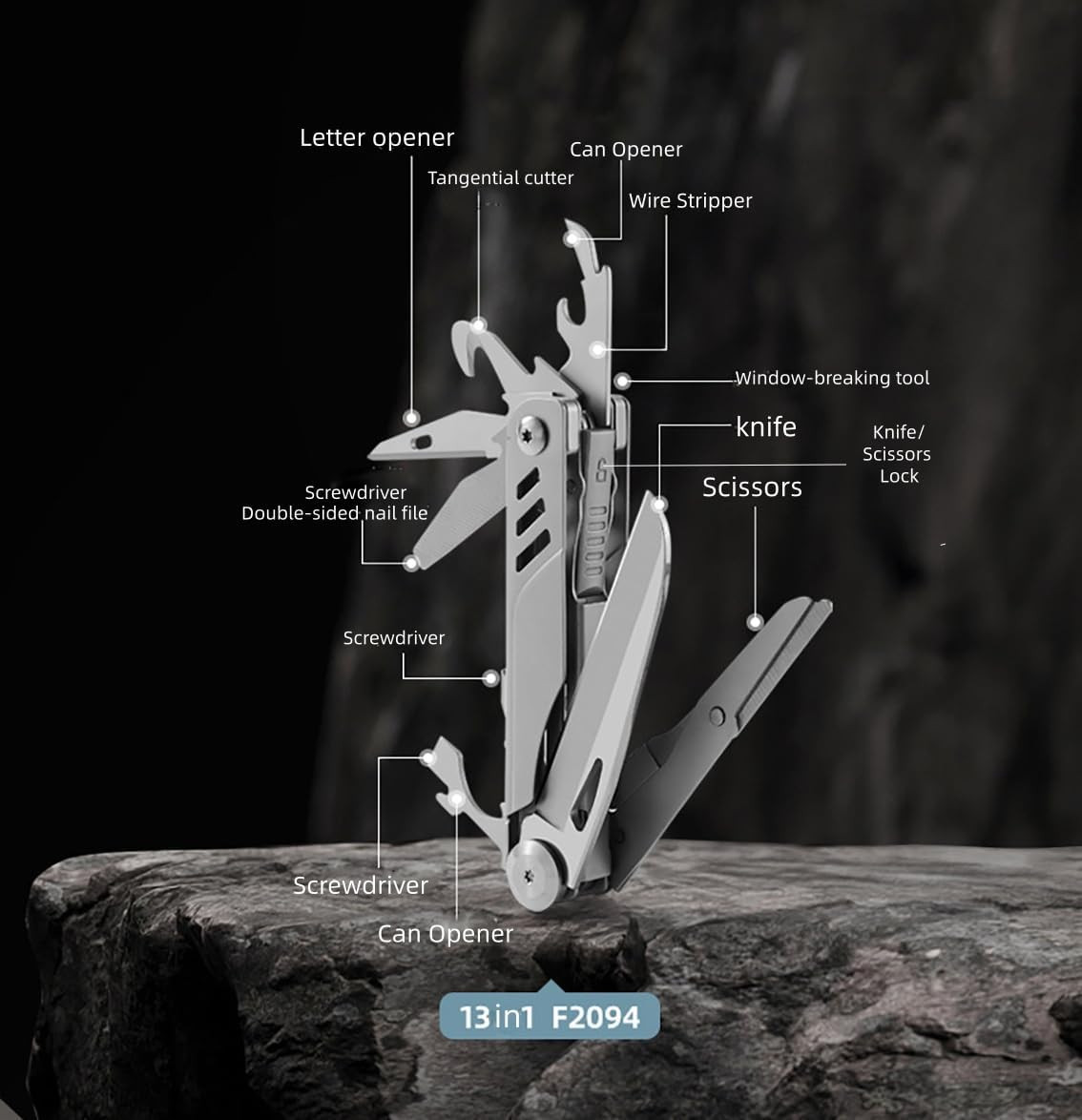 Multi Tool 13-In-1 Multitool Pocket Knifeknife,Quick Change Blades, Razor Sharp,