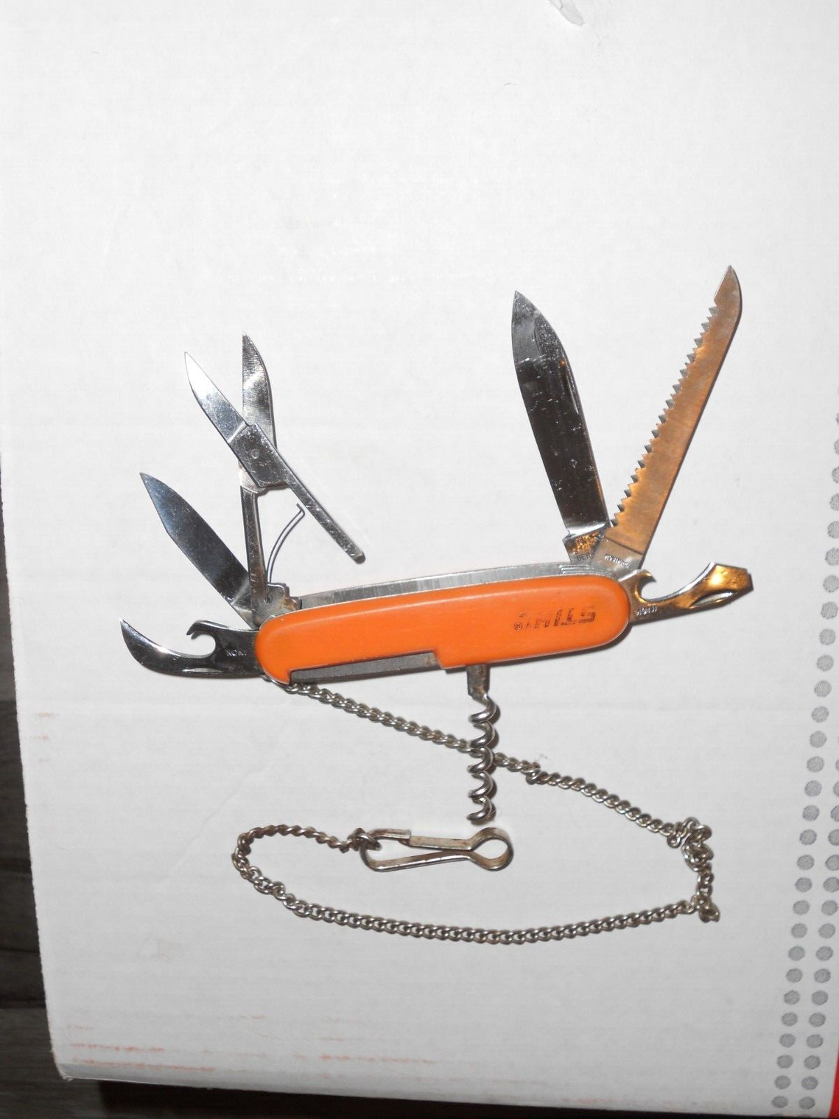 STIHL Pocket Knife With Multi Function Inox Solingen Germany No Marks On Blades