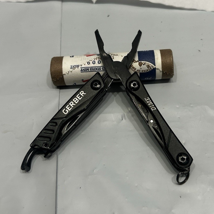 Gerber Dime Black 10-in-1 Multi-Tool Plier Knife Scissors 1.5in SS Lanyard