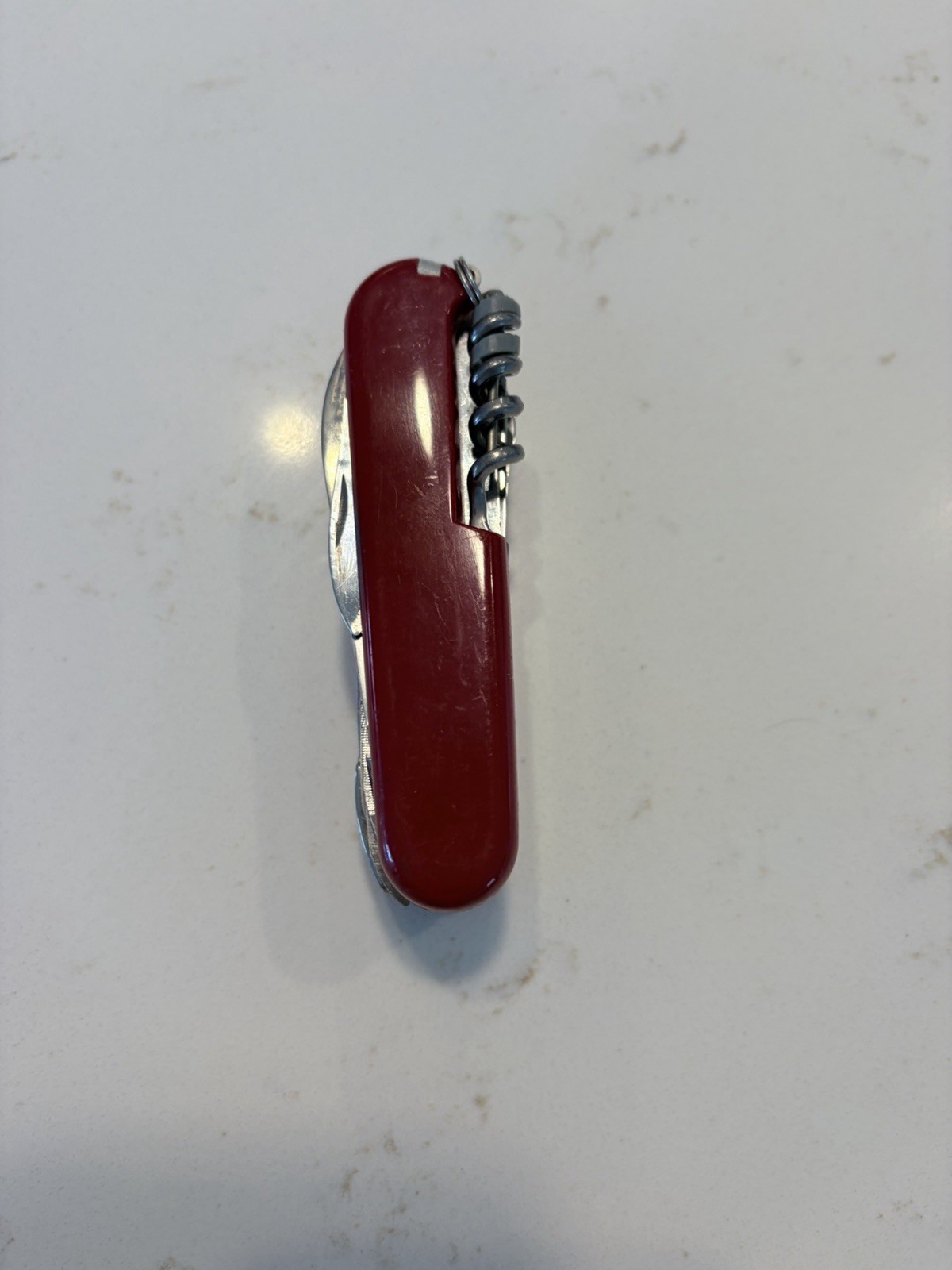 Red Vintage Swiss-Style Multi-Tool Pocket Knife, Scissors, Corkscrew, Nail File
