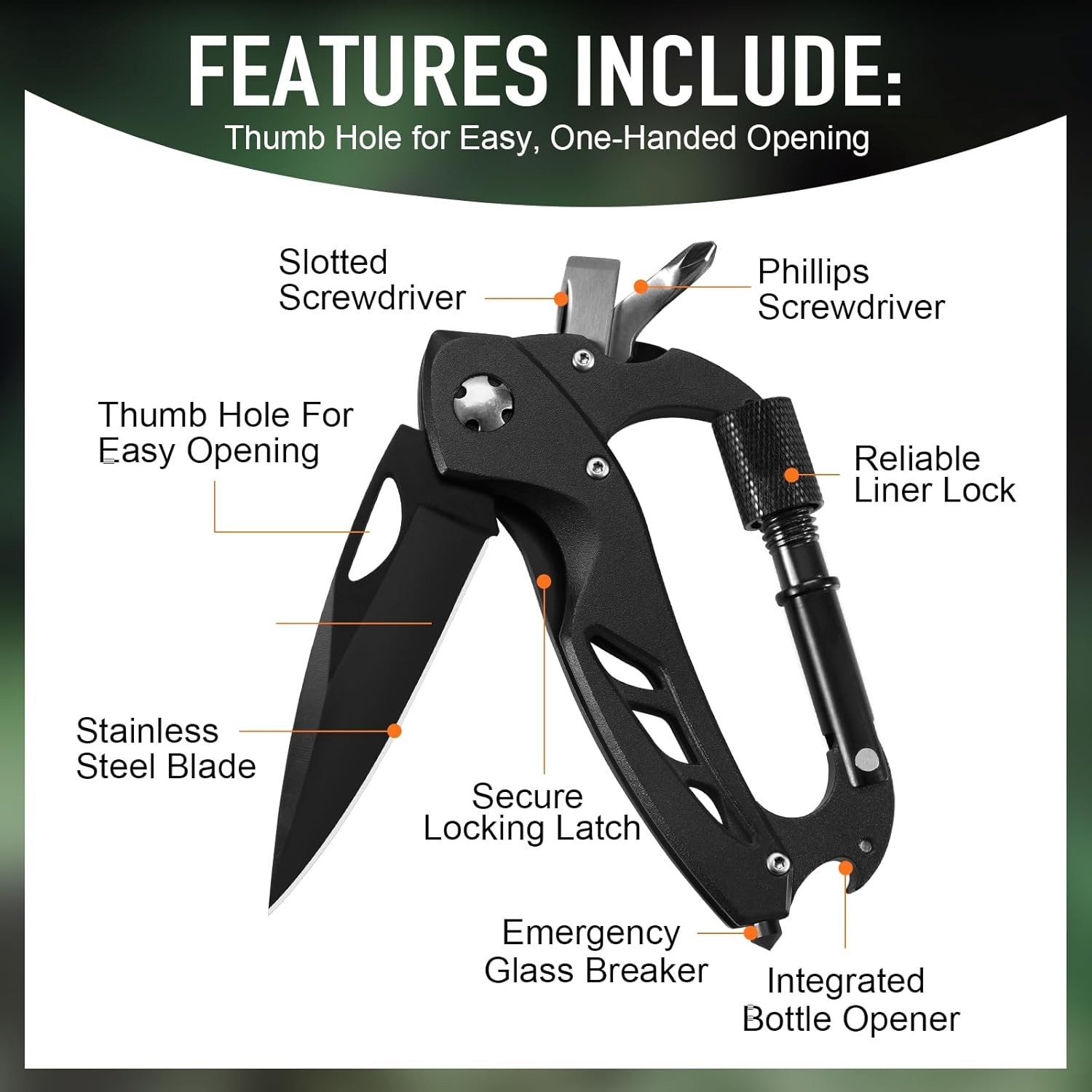 Stylish Multitool Carabiner with Knife and Glass Breaker for Special Occasions
