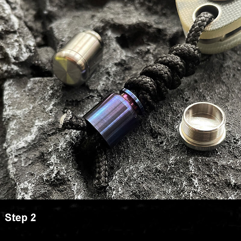 EDC Titanium Alloy Parachute Cord Knife Bead Necklace Keychain Pendant Lanyard