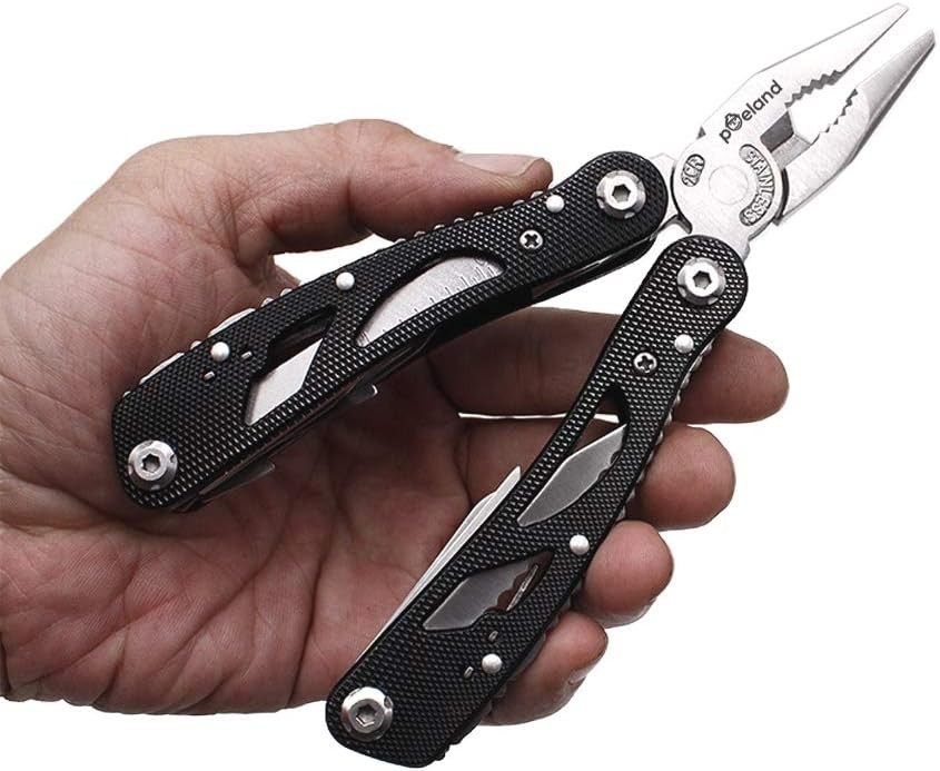 Versatile Stainless Steel Multitool with Pliers, Knife & 11 Screwdriver Bits