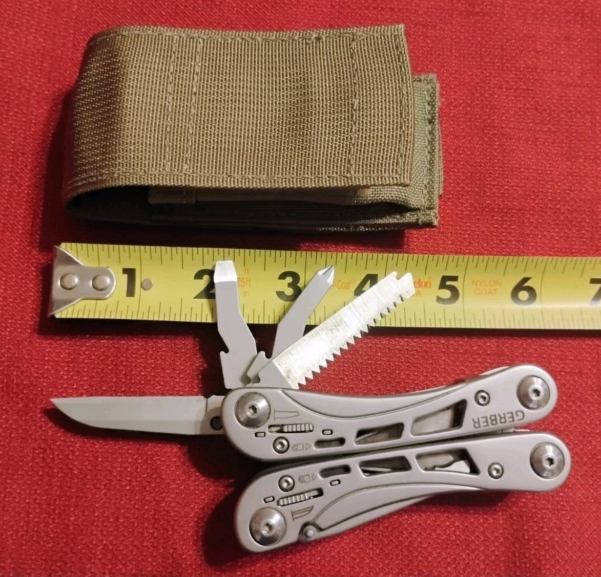 Gerber multitool pliers & tan military USA sheath molle adjustable works good VG