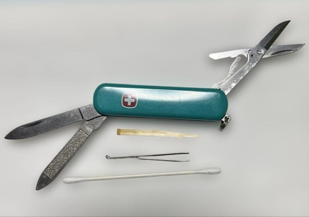 Vintage Rare Wenger 6 Toku Army Knife Teal Blue Green Color