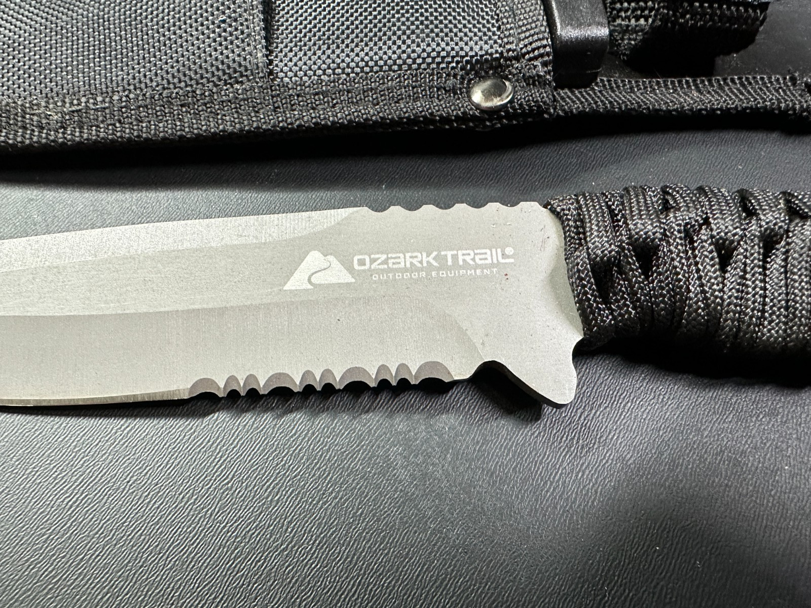 Ozark Trail Fixed Blade Knife w/ Black Paracord Wrapped Handle and Sheath