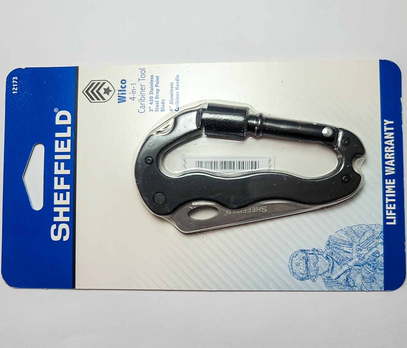 Sheffield Black Aluminum Wilco 4-In-1 Carabiner Multi-Tool