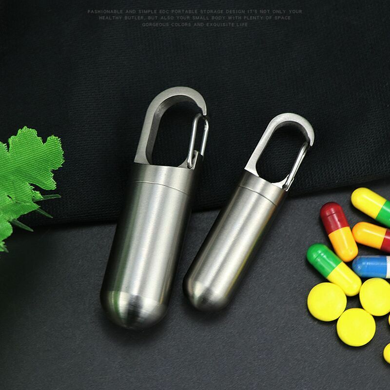 Titanium Keychain Waterproof Box Integrated Medicine Pill Box EDC Survival Boxes
