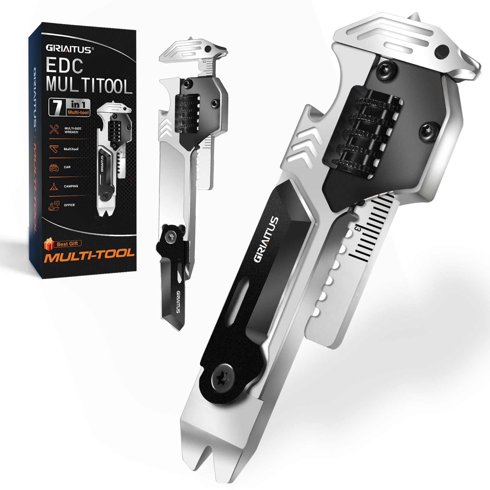 7 in 1 EDC Multitool Pry Bar Wrench and Screwdriver Gifts for Men