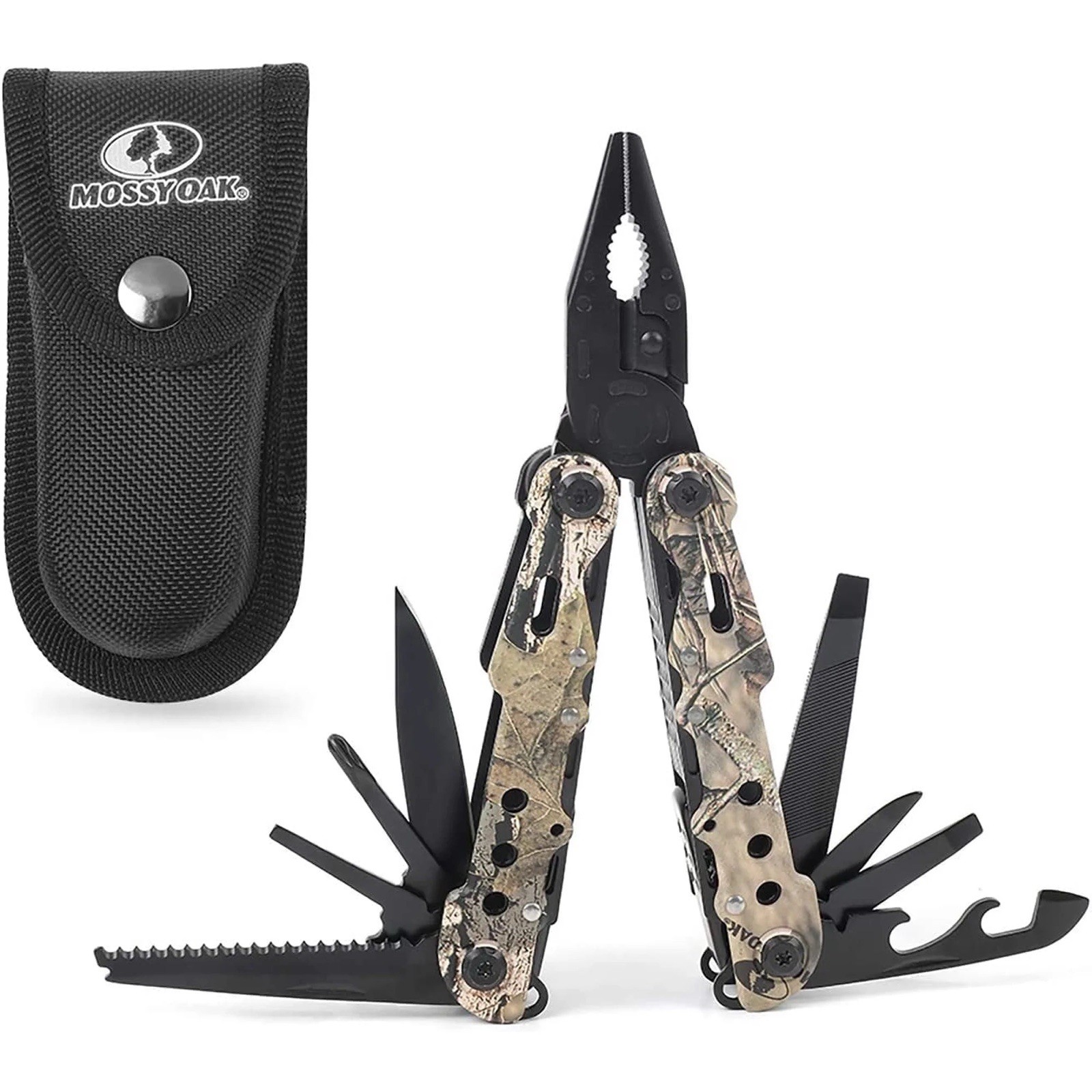 Mossy Oak Camouflage Stainless Steel Multi-Tool 13 Tools with Sheath