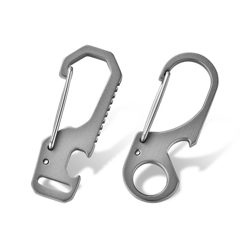 Titanium EDC Keychain Clip Quick Release Carabiner Key Ring Holder Bottle Opener