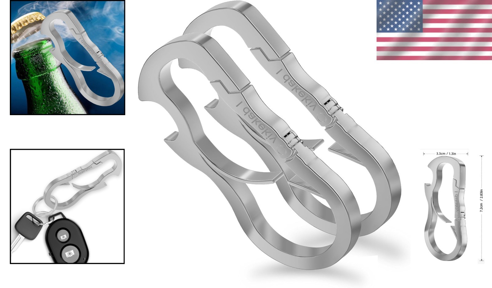Stylish Carabiner Keychain – Key Ring Holder, Bottle Opener