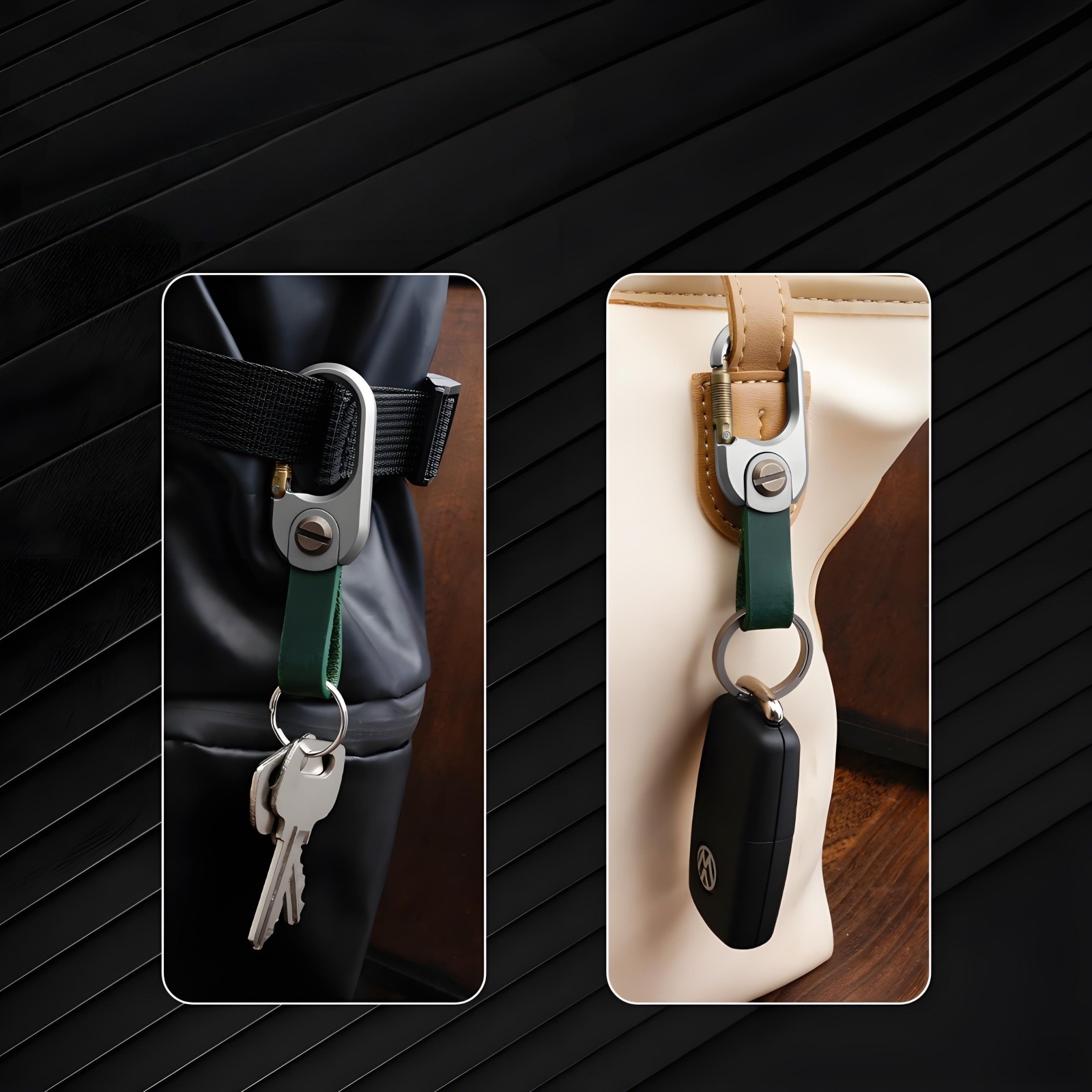 Titanium Alloy Keychain Holder Removable Key Ring Pendant with Leather Strap