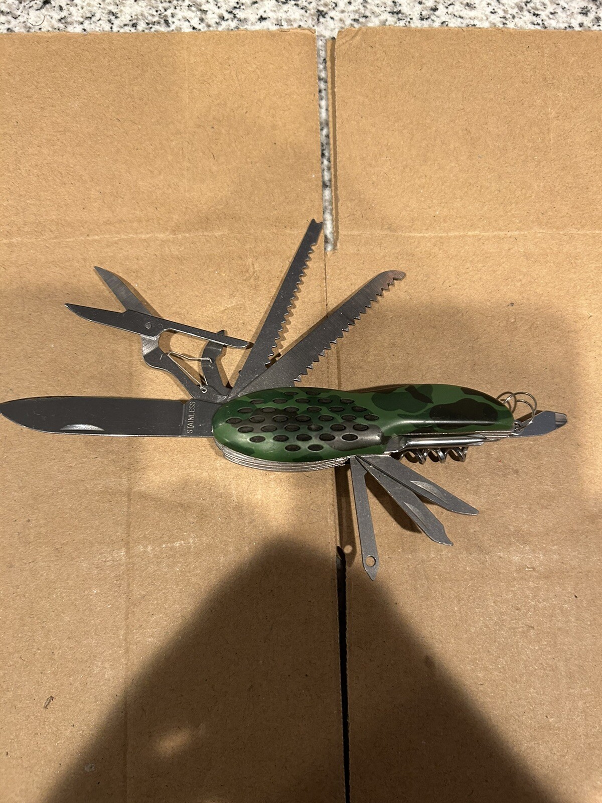 Multi Tool SAK Camo Plastic Handle Scissors Corkscrew