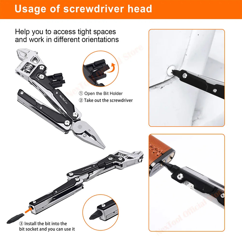 NexTool W4 Adjustable Wrench 11-In-1 Multitool Wrench Folding Pliers Knife Hand