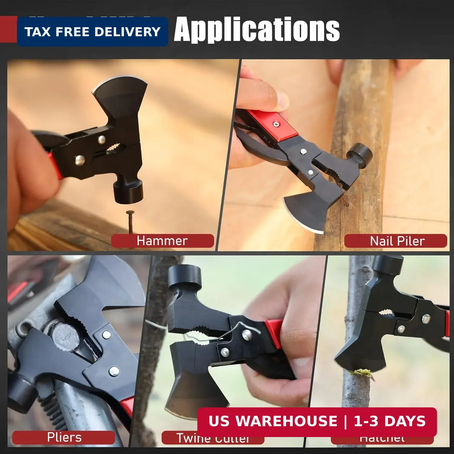 Leopcito 14-In-1 Multitool Camping Hammer – Survival Gear with Axe, Knife, Screw