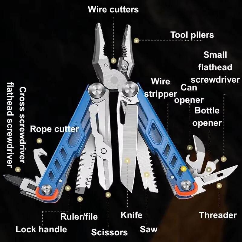 Compact Folding Multi-Tool with Pliers & Blade, Portable Camping & Vehicle Emerg