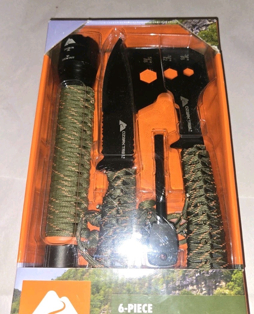 New Ozark Trail 6 Piece ParaCord Handle Tool Set 300 Lumens Unopened
