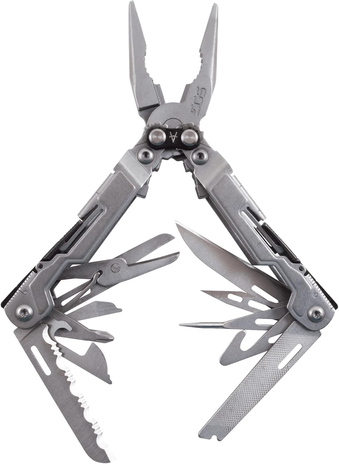 PowerPint Compact Stainless Steel Multi-Tool with 18 Essential Tools, Stone Wash