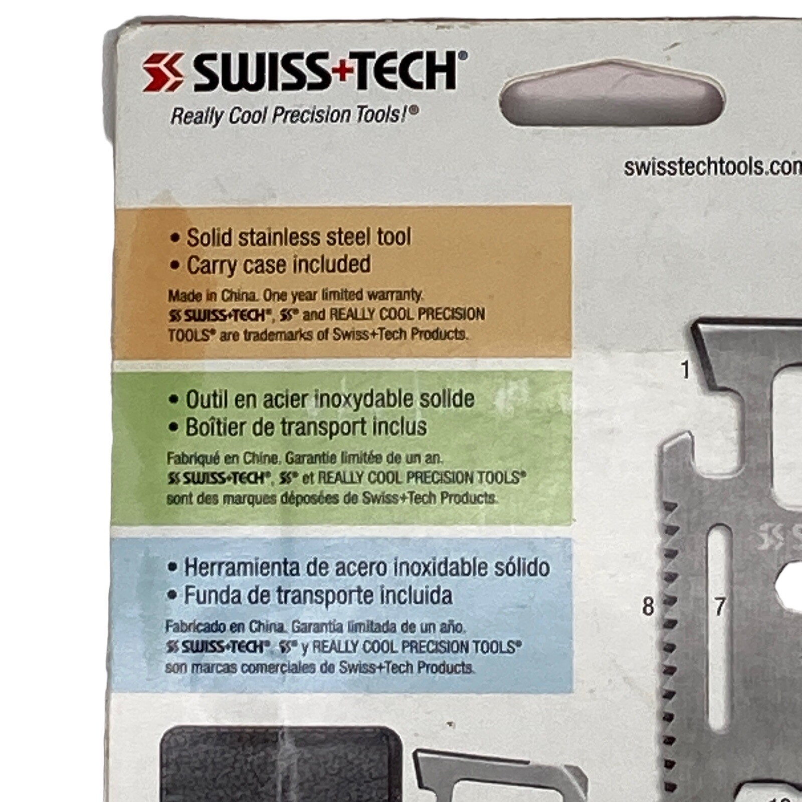 SWISS + TECH Credit Card MULTI TOOL Stainless Steel 11 TOOLS Carry Case Survival