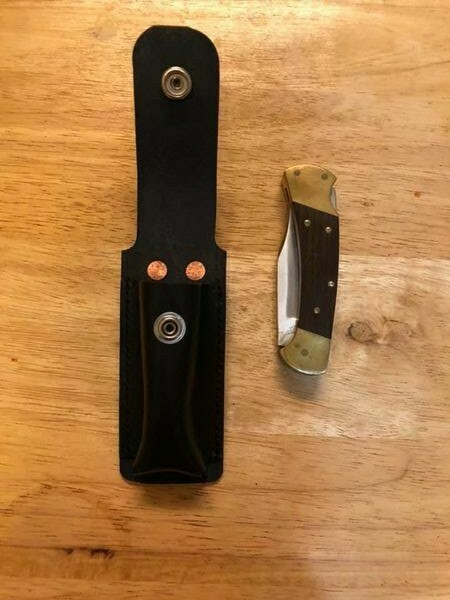 Custom Real Leather Black Case Sheath for  Buck Model 112 and similar Knives