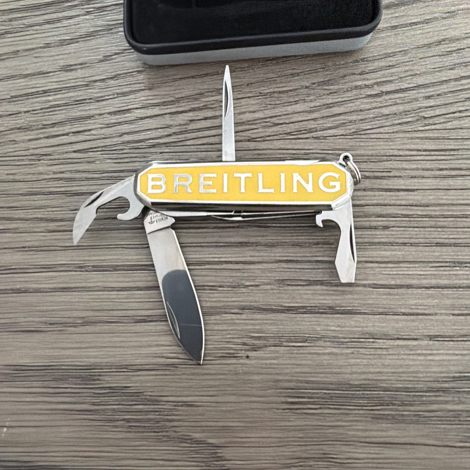 Wenger Breitling Multi-Tool 7-Tool Keyring Yellow/Silver 2.5in SS Blade