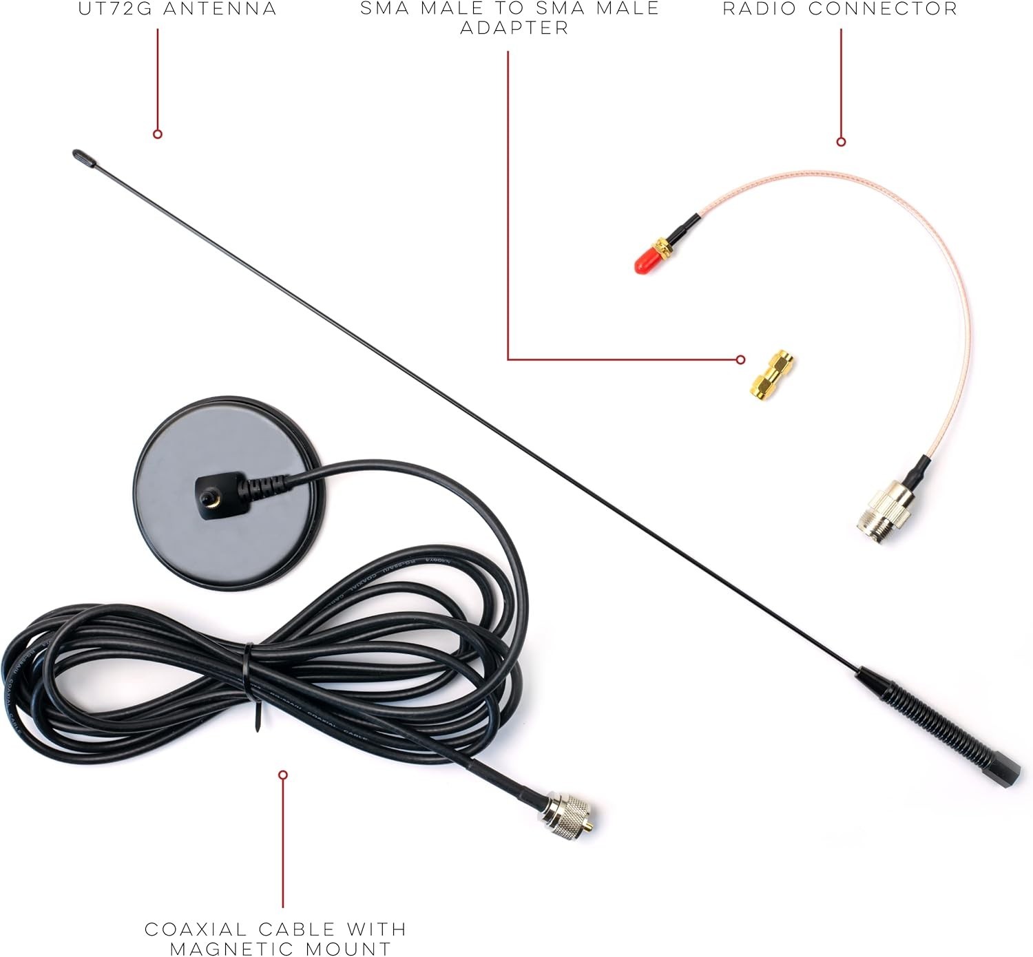 Nagoya UT-72G 19-Inch Magnetic Mount GMRS Antenna w/ PL-259 & SMA Adapters, 462M
