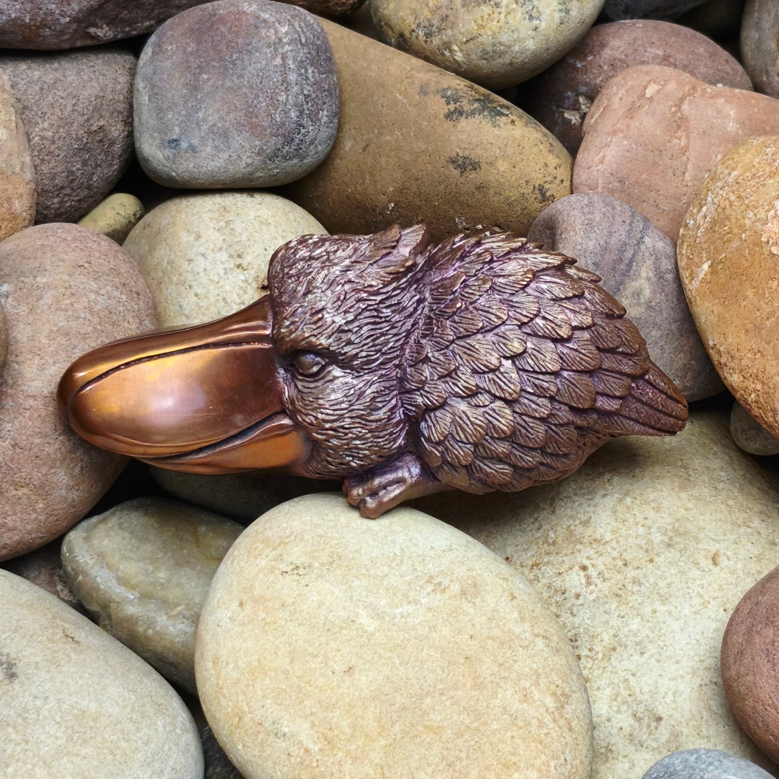 Purple copper Shoebill ‌Whale head Stork ornament Solid handcraft statue bird