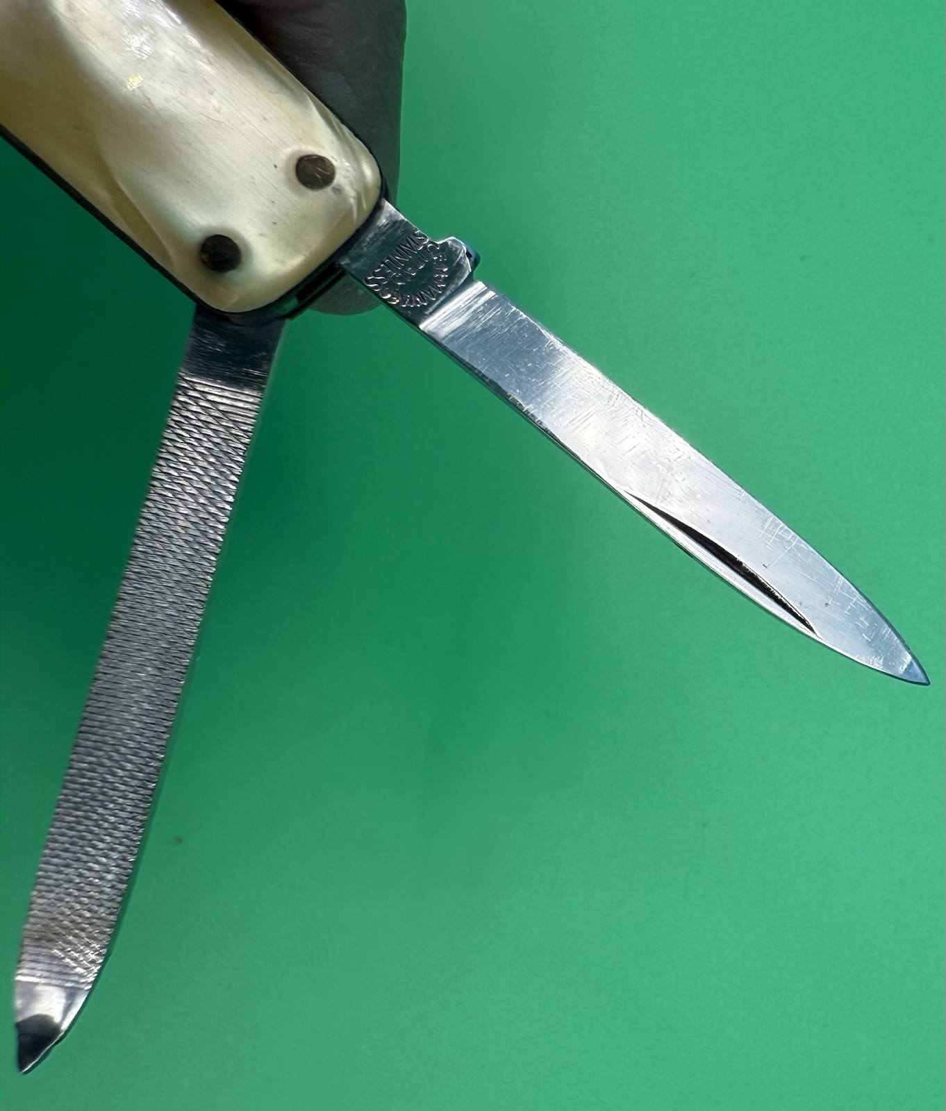 CEM-Maniago Vintage Stainless Steel Folding Knife 4 Tools with Alligator Sheath